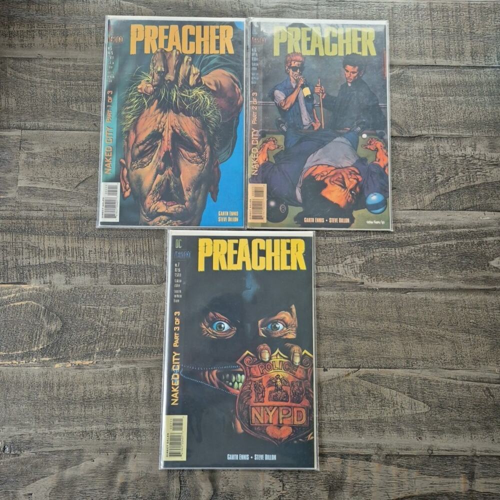 Vintage 1995 DC Preacher Naked City Vertigo Comic Book No. 5, 6, 7 Garth Ennis